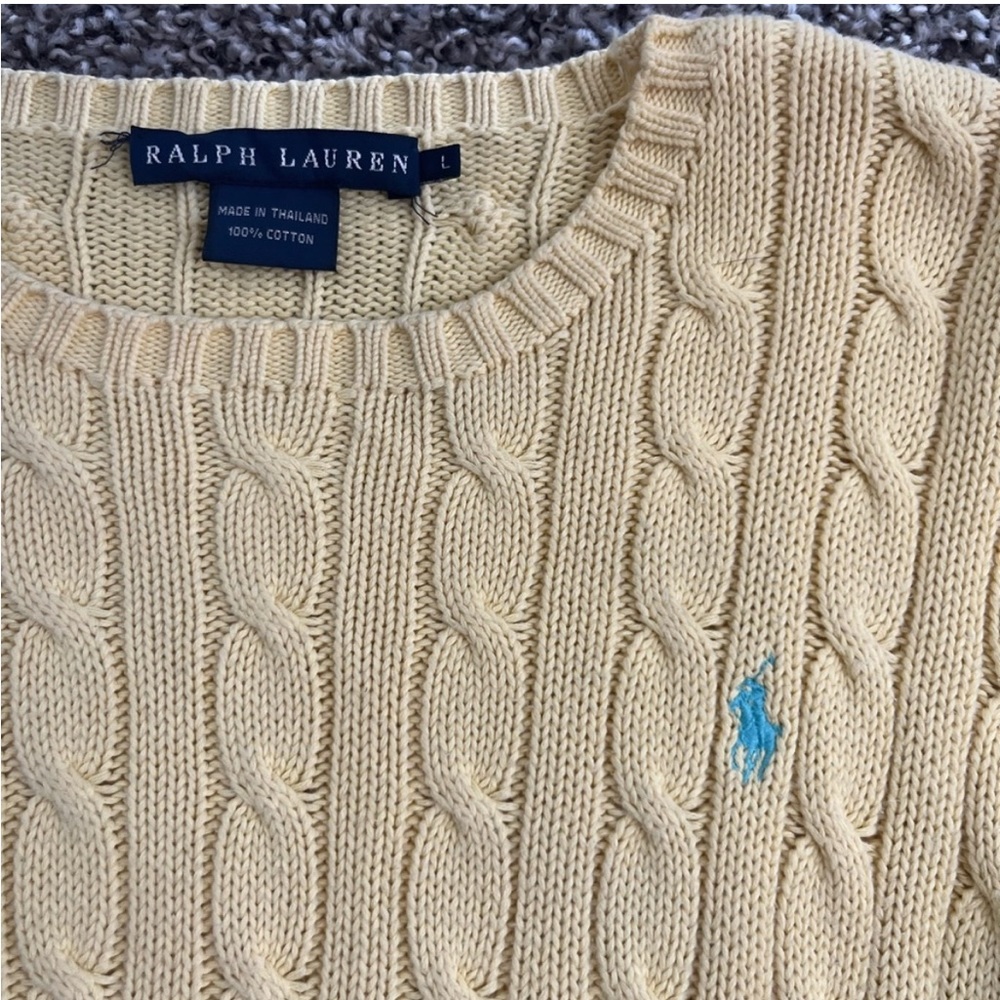 Yellow cotton knit polo sweater